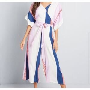 Collectif x Modcloth Keiko Sunset Stripes Jumpsuit Stripe Cropped Wide Leg US 20